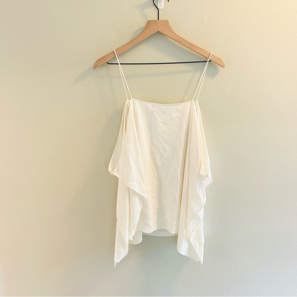 Theory Petteri-Rosina Crepe Draped Ivory Top Womens Size Medium Cream White - Picture 7 of 11